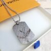 Fangpai LV Necklace Boutique Limited Edition, Stainless Steel Hollow-Out Double LV Pendant, Geometric Square Design, Three Colors Available