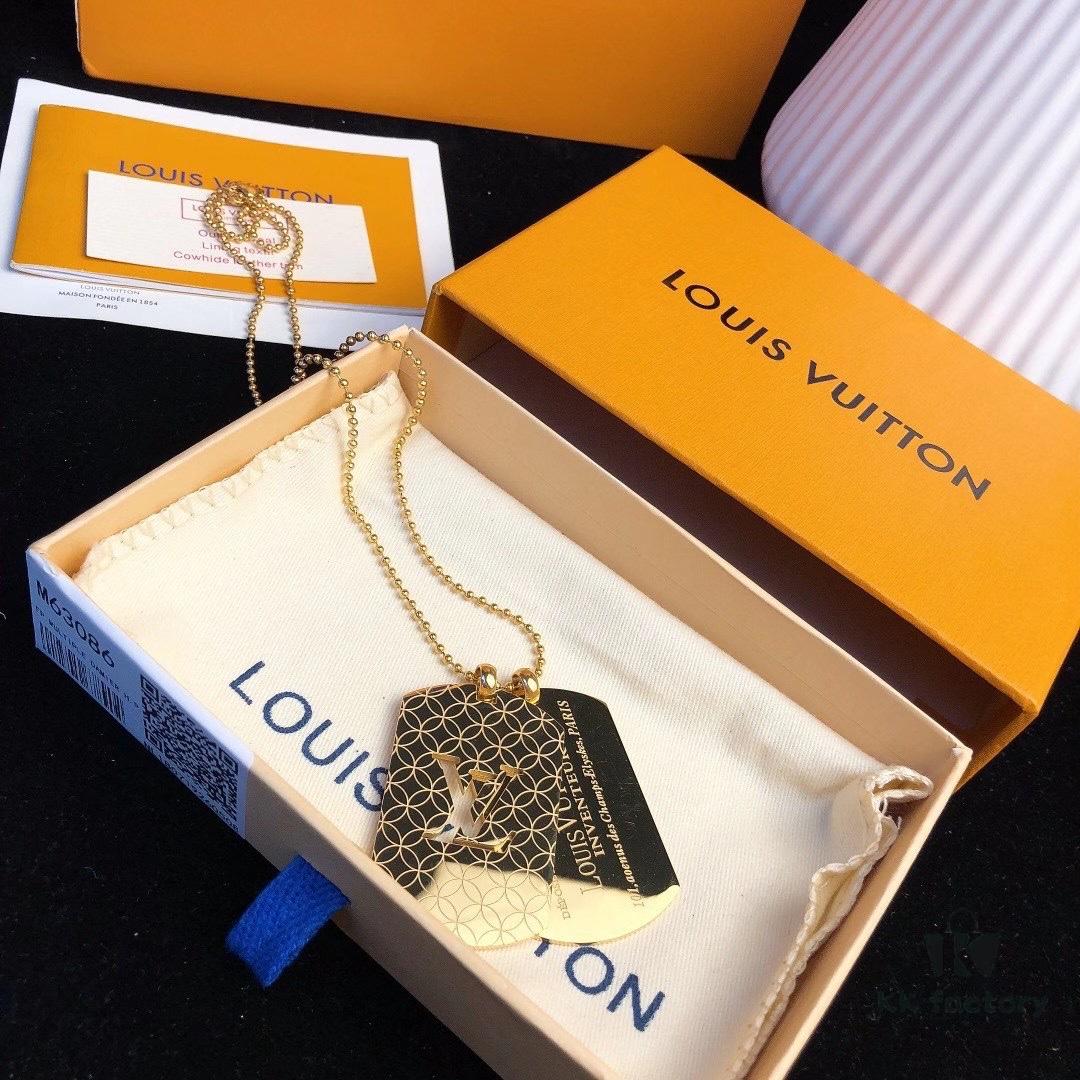 Fangpai LV Necklace Limited Edition from Official Counter, Triple Color Available, Steel Hollow-out Double LV Logo Geometric Layered Necklace