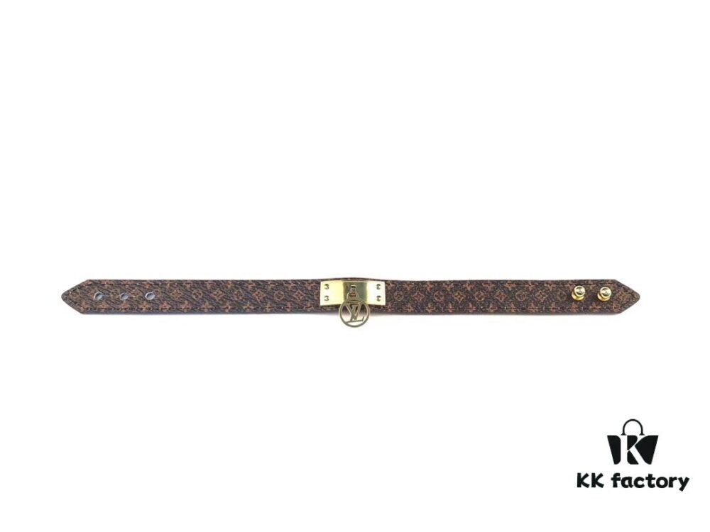 Louis Vuitton LV Monogram Leather Bracelet ● Authentic Pattern, Best Quality Replica, Brass Hardware, Calfskin Lining, Unisex Design