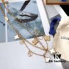 LV Plume Clover White Mother-of-Pearl Necklace Blooming Strass Necklace with Monogram Flower and Crystal-Cut Diamond Accents