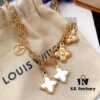 LV Plume Clover White Mother-of-Pearl Necklace Blooming Strass Necklace with Monogram Flower and Crystal-Cut Diamond Accents