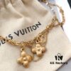 LV Plume Clover White Mother-of-Pearl Necklace Blooming Strass Necklace with Monogram Flower and Crystal-Cut Diamond Accents
