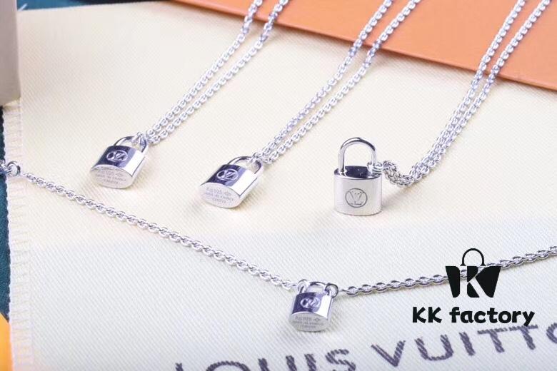 LV Charity Pure Silver Lock Bracelet Necklace 🔒 Lock Your Heart