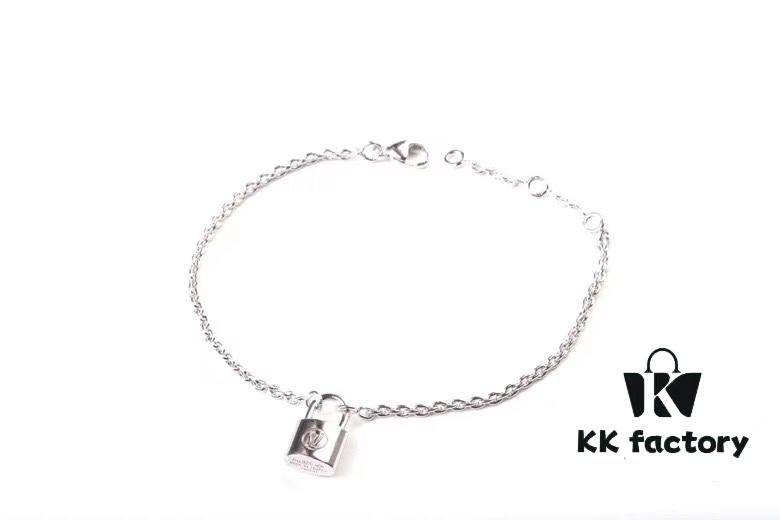 LV Charity Pure Silver Lock Bracelet Necklace 🔒 Lock Your Heart