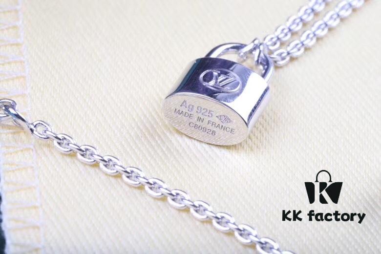 LV Charity Pure Silver Lock Bracelet Necklace 🔒 Lock Your Heart
