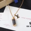 LV Perfume Bottle Necklace, Rotatable Design with Monogram Leather Accent, Unisex Fashion Pendant for Fragrance or Charms