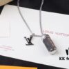 LV Perfume Bottle Necklace, Rotatable Design with Monogram Leather Accent, Unisex Fashion Pendant for Fragrance or Charms