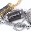 LV Perfume Bottle Necklace, Rotatable Design with Monogram Leather Accent, Unisex Fashion Pendant for Fragrance or Charms