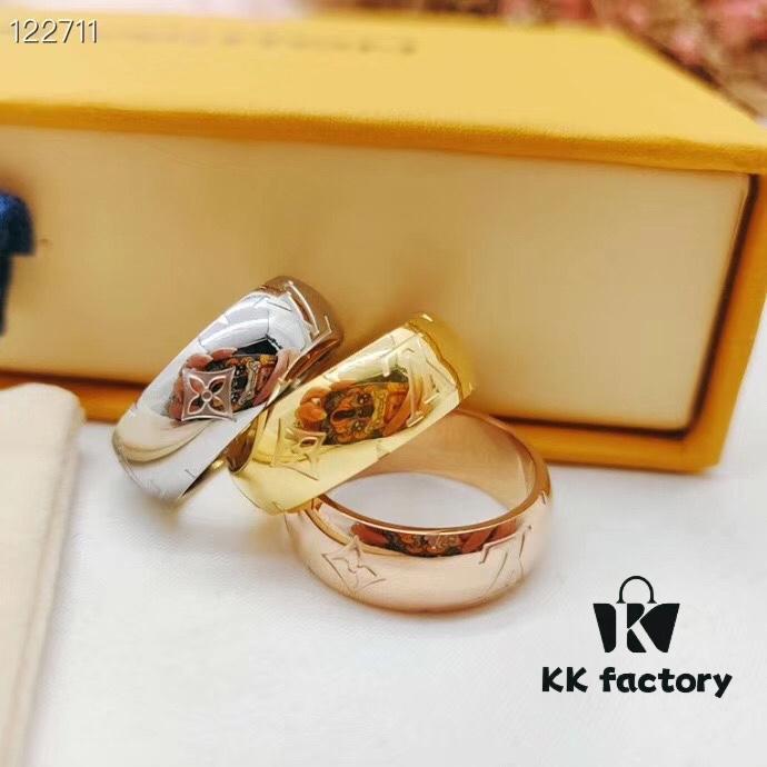 High-Quality Replica Louis Vuitton LV Flower and Logo Letter Stamped Couple Ring Unisex