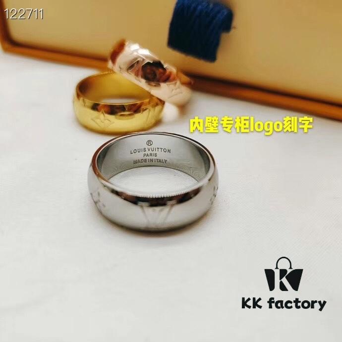 High-Quality Replica Louis Vuitton LV Flower and Logo Letter Stamped Couple Ring Unisex