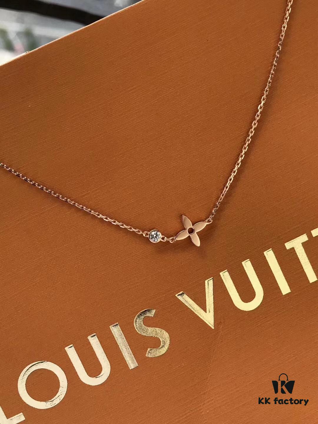 LV Idylle Blossom Single Flower Diamond Pendant Necklace, S925 Silver with 18K Gold Plating