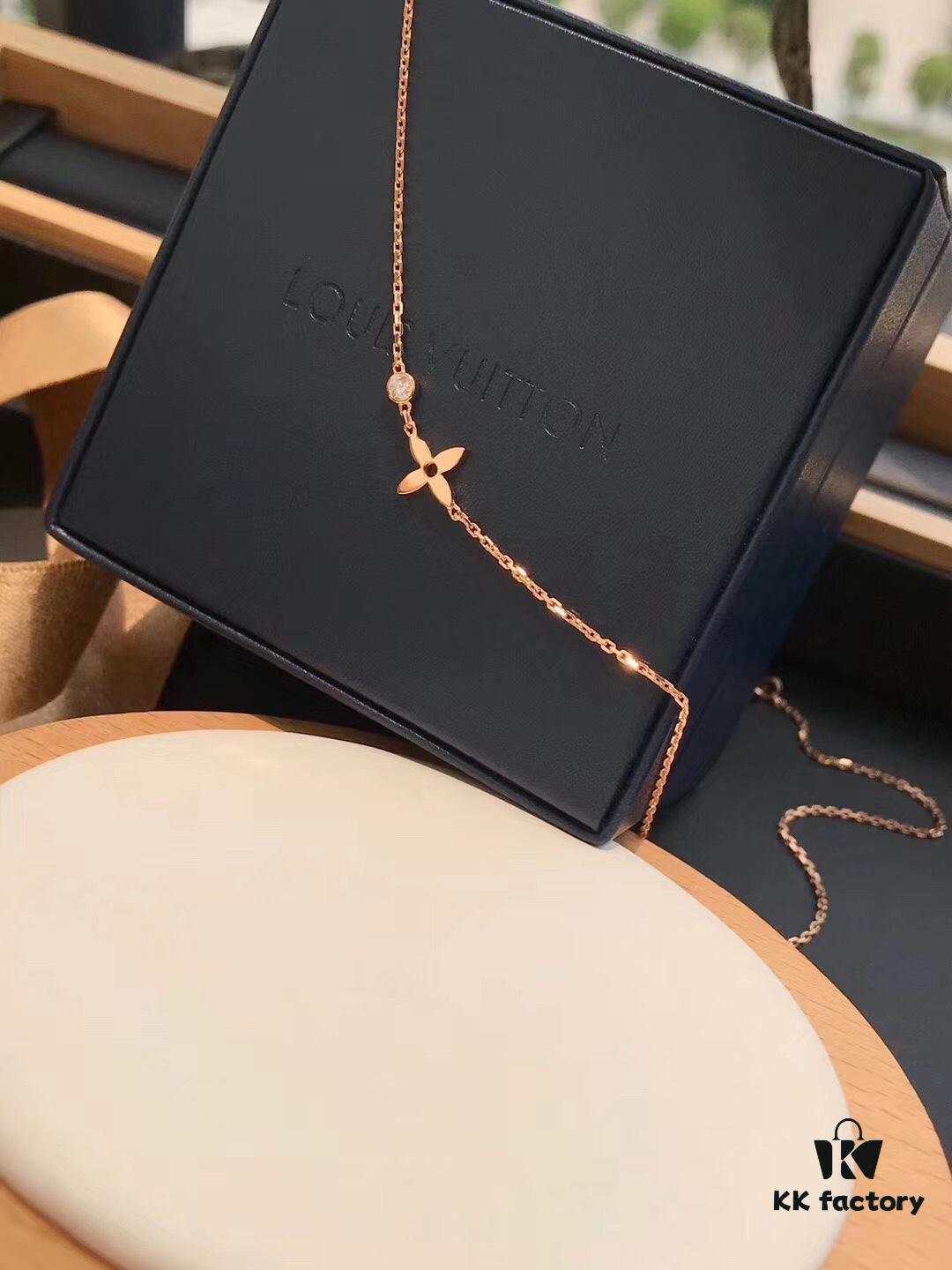 LV Idylle Blossom Single Flower Diamond Pendant Necklace, S925 Silver with 18K Gold Plating