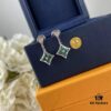 Sterling Silver 925 18K Gold Plated LV High-End Craftsmanship Natural Peacock Green Stud Earrings Color Blossom Earrings
