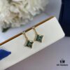 Sterling Silver 925 18K Gold Plated LV High-End Craftsmanship Natural Peacock Green Stud Earrings Color Blossom Earrings