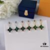 Sterling Silver 925 18K Gold Plated LV High-End Craftsmanship Natural Peacock Green Stud Earrings Color Blossom Earrings