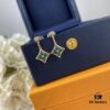 Sterling Silver 925 18K Gold Plated LV High-End Craftsmanship Natural Peacock Green Stud Earrings Color Blossom Earrings