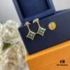 Sterling Silver 925 18K Gold Plated LV High-End Craftsmanship Natural Peacock Green Stud Earrings Color Blossom Earrings