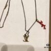 Louis Vuitton LV Pendant Necklace with Red Coral and Logo, Couples Style, One-to-One Craftsmanship