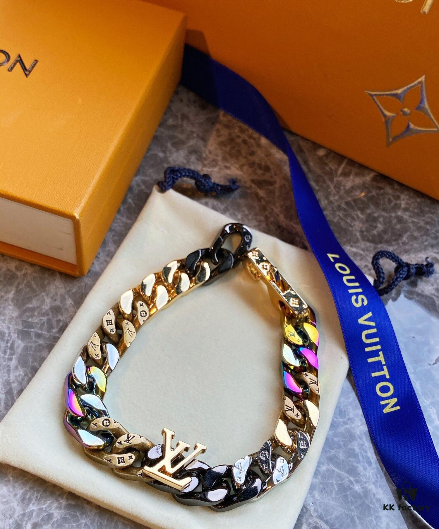 Lv New Cuban Bracelet, Very Novel Design in Candy Colors, Beautiful and Universally Flattering, Excellent Craftsmanship, Essentially Handmade, Perfect for Anyone, Adjustable up to 22 Inches