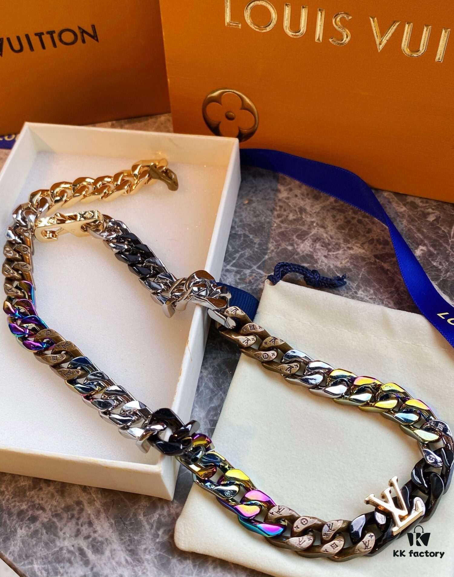 Lv New Cuban Necklace, Candy Colors, 48cm Length