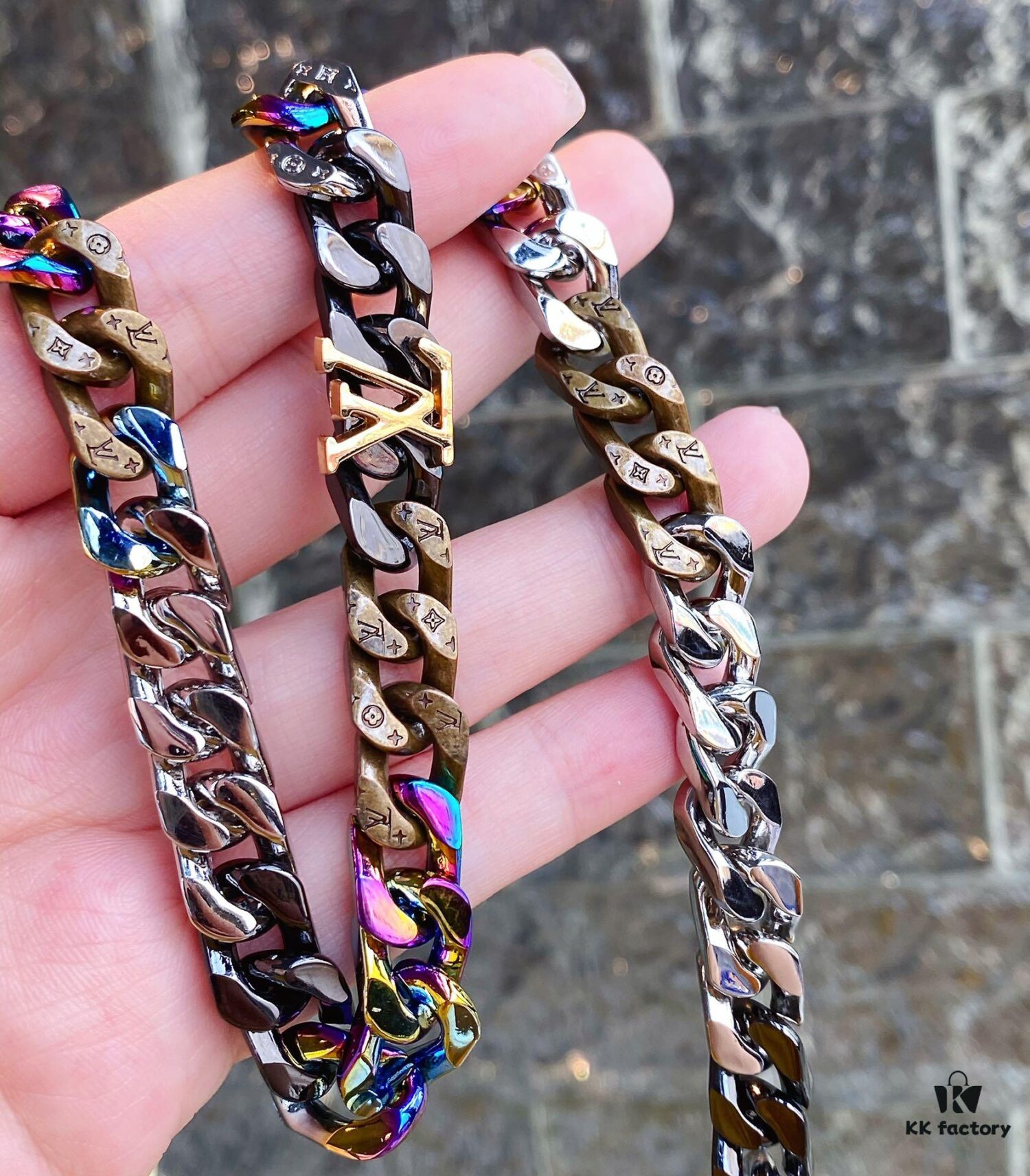 Lv New Cuban Necklace, Candy Colors, 48cm Length