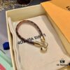 LV Leather Strap Bracelet with Heart Pendant
