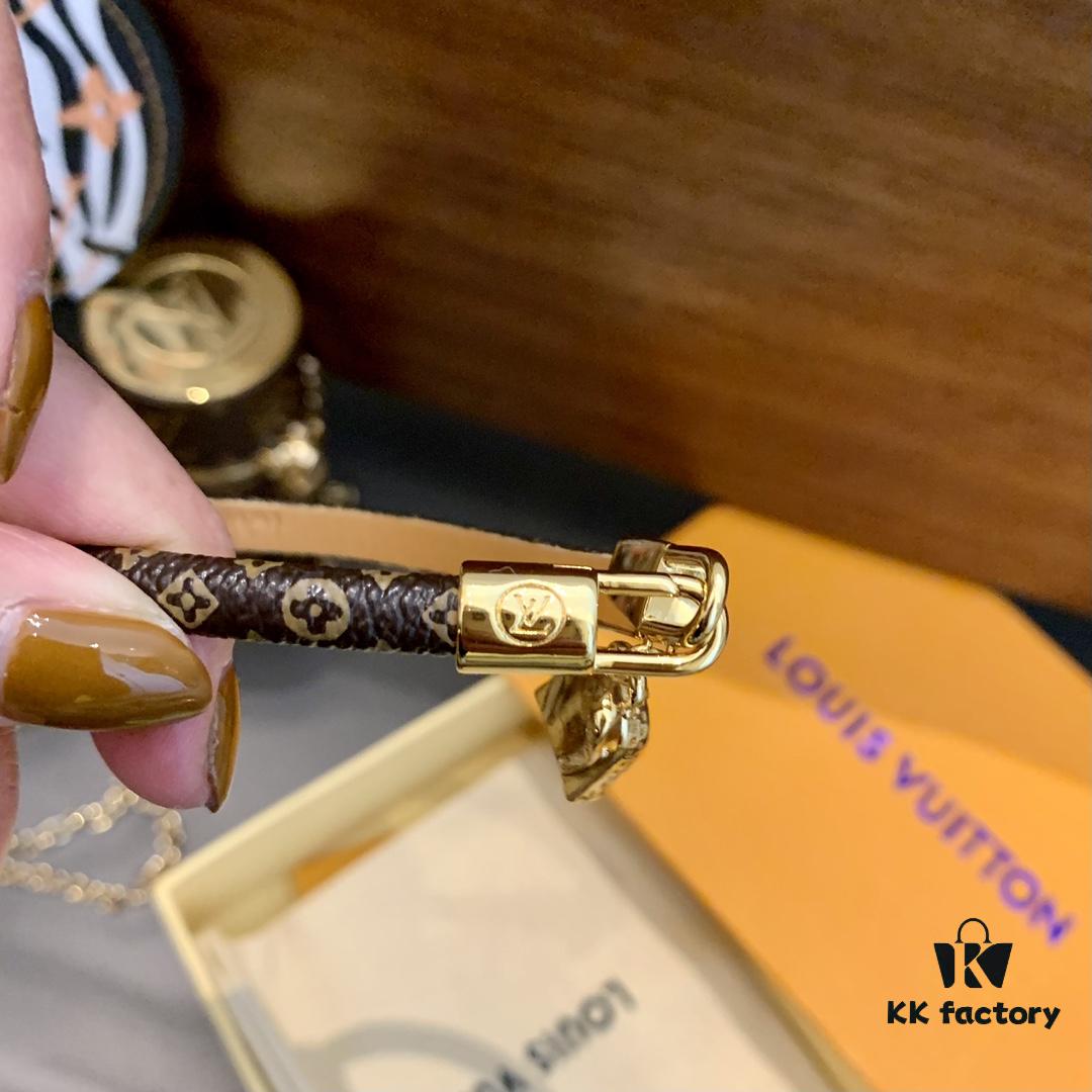 LV Leather Strap Bracelet with Backpack Pendant