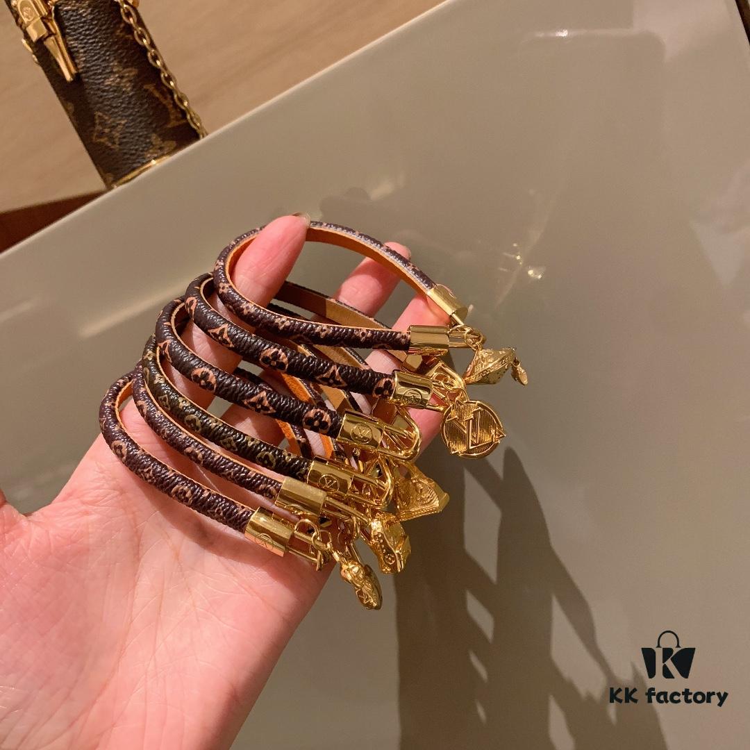 LV Leather Strap Bracelet with Backpack Pendant