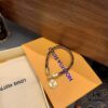 LV Leather Cord Bracelet with Letter Pendant