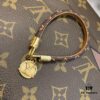 LV Leather Cord Bracelet with Letter Pendant