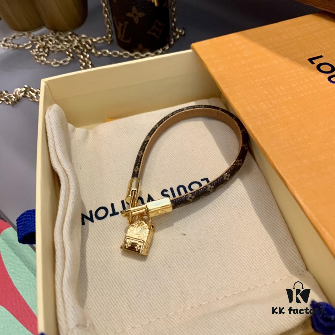 LV Leather Strap Bracelet with Backpack Pendant