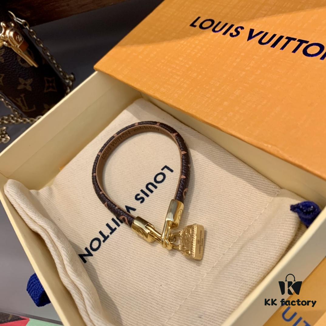 LV Leather Cord Bracelet with Pendant for Shell Bag