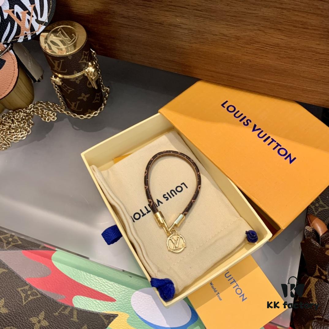 LV Leather Cord Bracelet with Letter Pendant