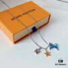 Original Order Level LV New Enamel Turtle Necklace, Authentic Logo LV Necklace for Men, Multi-Pendant Blue LV Letter Necklace 8755095