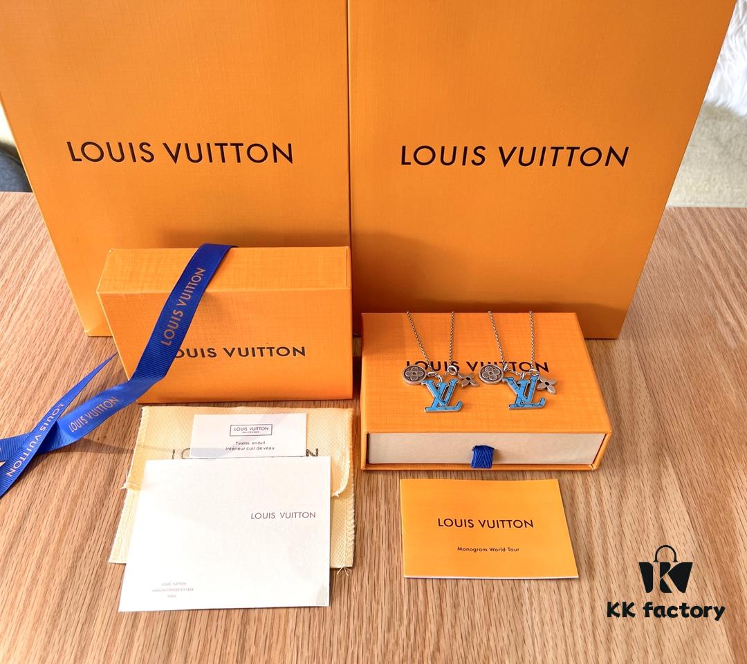 Louis Vuitton Unisex Pendant Chain LV Turquoise Necklace (High-Replica Version, Comparable to Authentic, Synchronized with Boutique Release)