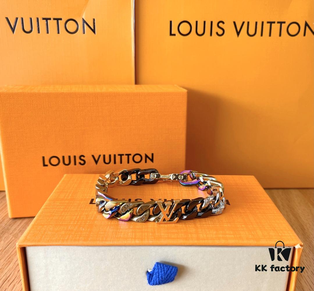 Louis Vuitton CHAIN LINKS PATCHES Enamel Inlaid Cuban Link Bracelet (High-Replica Version, Comparable to Authentic) - Same as Boutique Release, Worn by Cecilia Chung, Can Be Paired as Couple's Bracelet