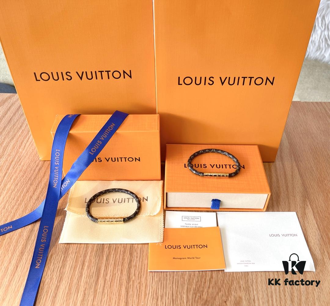 Louis Vuitton CONFIDENTIAL Unisex Monogram Long Buckle Leather Rope Bracelet (High-End Proxy Version, Comparable to Authentic)
