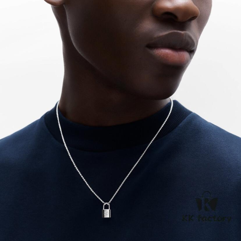 LV Lock Necklace Z+ ZP in Sterling Silver