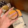 LV Latest Pure LV Double-Circle Metal-Combined Monogram Leather Bracelet for Women