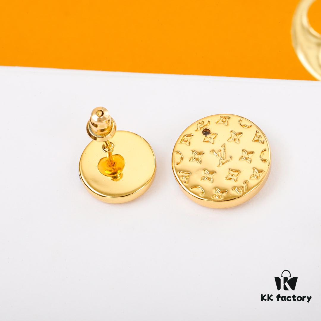 Lvjia Newest Double-Layer Earrings, Brass Gold Plated Studs, Color-Plated Finish, Stylish and Versatile Design