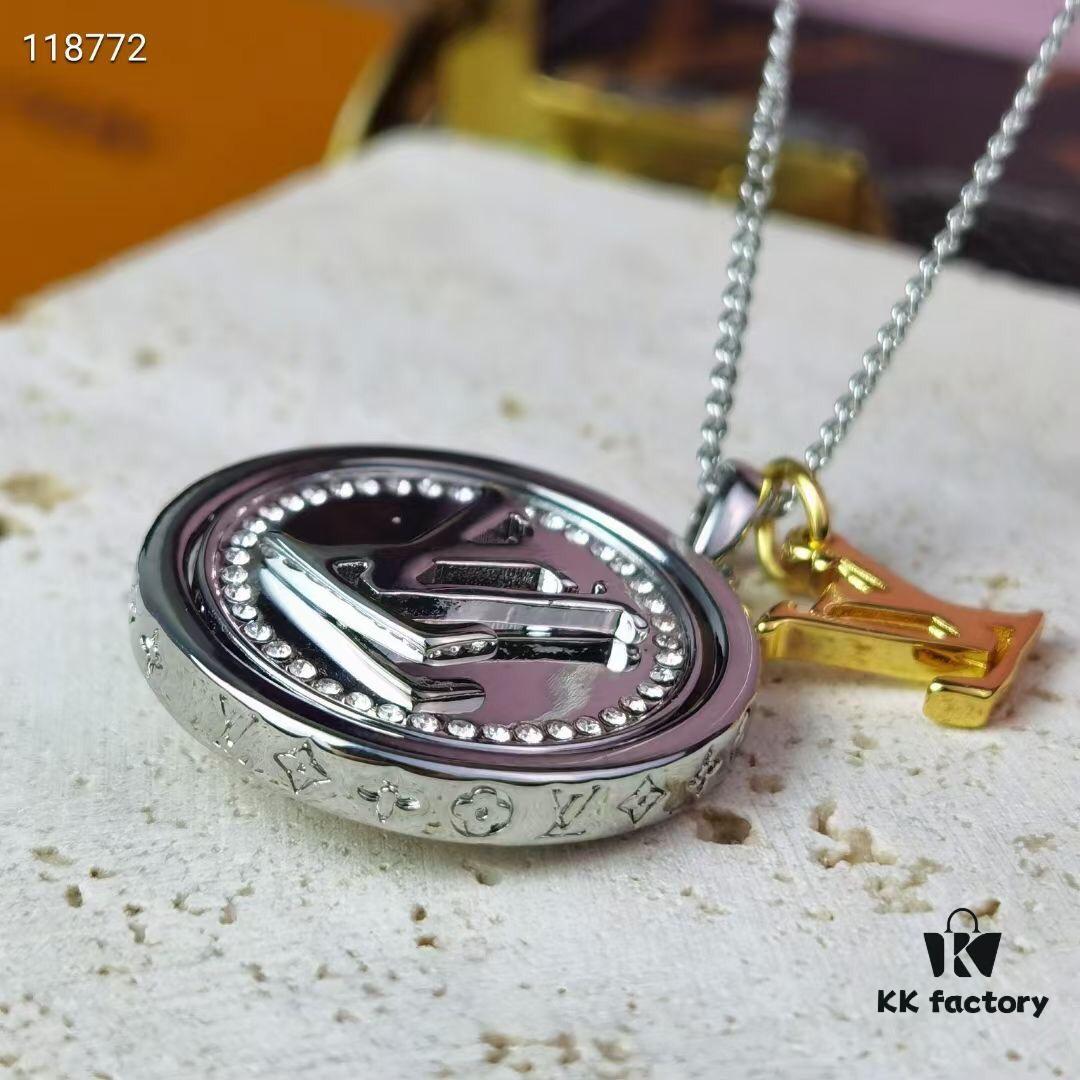 LV Catch Necklace with Rotating Crystal-Embellished Pendant