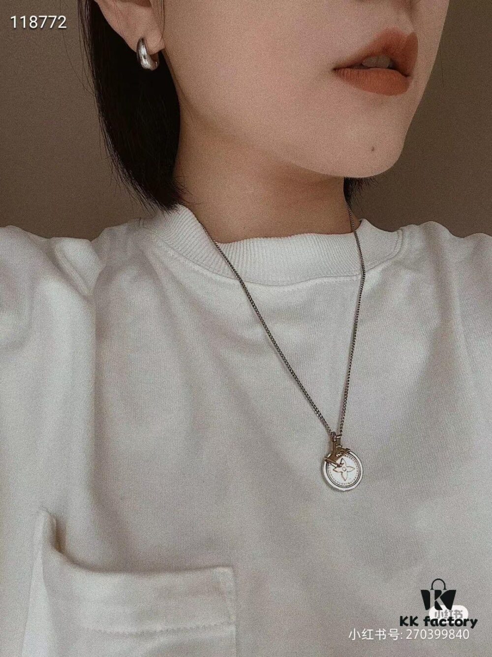 LV Catch Necklace with Rotating Crystal-Embellished Pendant