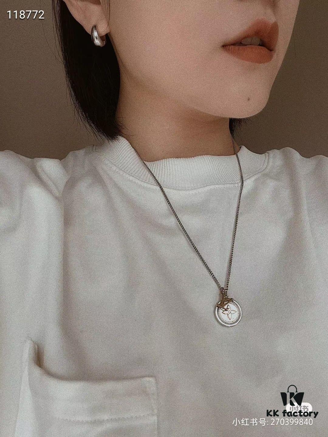 LV Catch Necklace with Rotating Crystal-Embellished Pendant