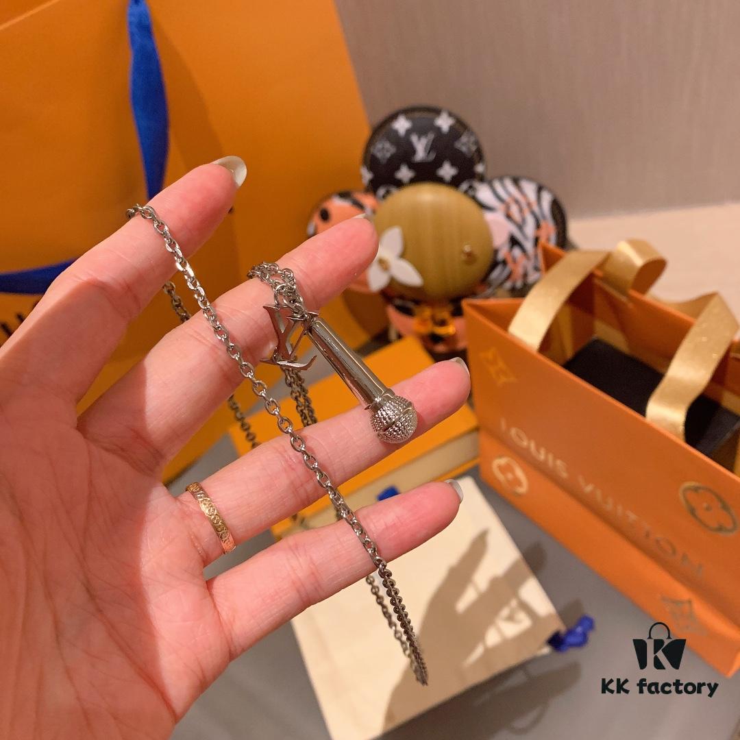 LVJIA Microphone Titanium Steel Necklace - Exclusive Design, Couple Matching Style