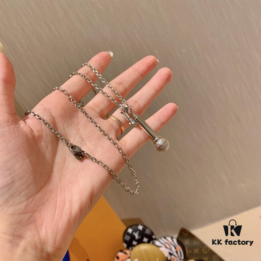 LVJIA Microphone Titanium Steel Necklace - Exclusive Design, Couple Matching Style