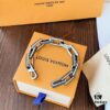 LV Latest Louis Vuitton Men's 316 Stainless Steel Bracelet, Tricolor: Iridescent + Silver, Full Metal Construction, Exquisitely Crafted