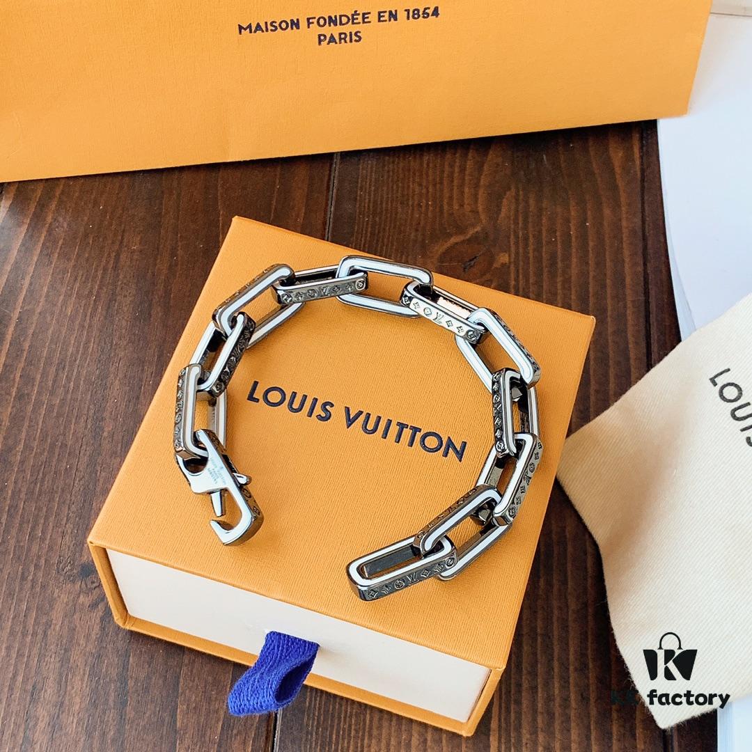 LV Latest Louis Vuitton Men's 316 Stainless Steel Bracelet, Tricolor: Iridescent + Silver, Full Metal Construction, Exquisitely Crafted