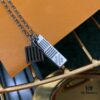 LV New Damier Black Necklace for Men, Elegant Gift Choice with Black Enamel and Palladium Finish