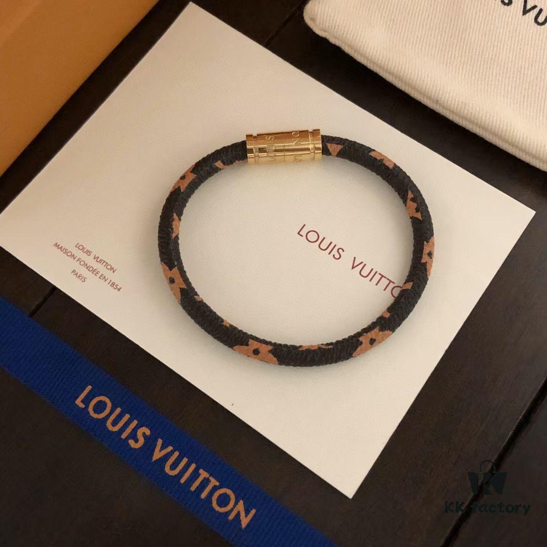 Stunning LVuitton Louis Vuitton Monogram Bag Strap Leather Bracelet