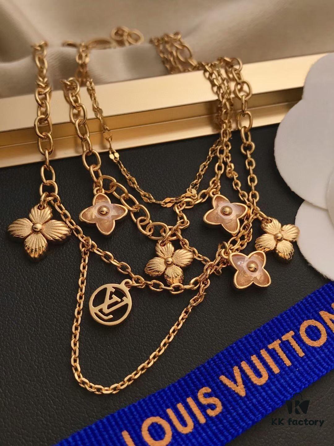 LV Elegant Three-Layer Bracelet with Charms, Influencer Favorite Style, Adjustable Length, Stunning Layered Look